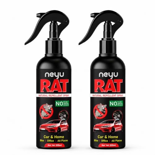 Image of NEYU Rat Repellent Spray for Car Engine & Wiring | Anti Rat Spray for Car, Bike & Home | Mouse & Rodent Protection | Natural Herbal Formula | Non Toxic | Chemical Free | 200ml (2 Piece)