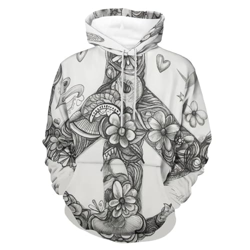Sweatshirt manches longues Fleur Amour et Paix hoodie pullover mixte S