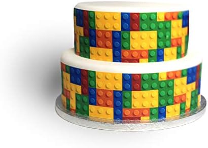 Top That Edible Decor Sheet Colourful Block Brick Border Ribbon - Perfect for Decorating Larger Cakes- Easy to Use