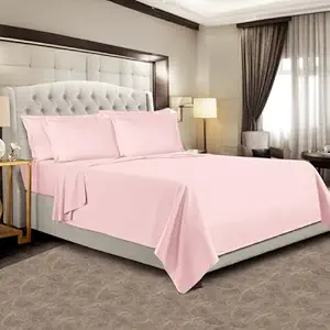 Pizuna Light Pink 100% Cotton Bedsheets for Double Bed for 5 ft Wide Bed with 2 Pillow Cover, 400 TC Long Staple Cotton Double Bedsheet Cotton 90x100 Inch, Sateen Bed Sheets (Light Pink Flat Sheet)