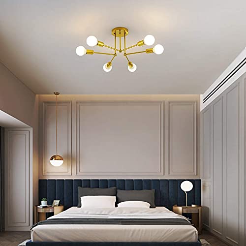 Lustre Sputnik, Home-Neat 6 luzes Luminária de teto Moderna E27 Iluminação de Teto para Quarto Sala