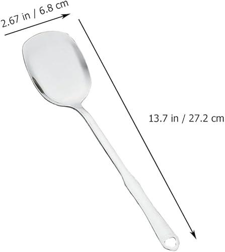 Miniatura 6 de Hemoton Herramientas de parrilla pequeña espátula de metal Wok de acero inoxidable, espátula ancha de metal para cocinar, espátula de pescado,