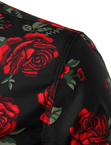 ZEROYAA Men's Fashion Urban Design 3D Printed Slim Fit Long Sleeve Button Up Dress Shirts4