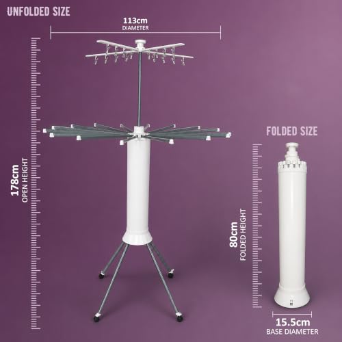 Image of JD FRESH Octopus Foldable Clothes Drying Stand with Wheels /2 Layer Heavy Duty Cloth Hanging Stand with 20 Clips & 360 Rotating Top Arms /Space Saving Laundry Drying Rack for Balcony, Indoor & Outdoor