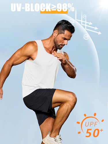 Cotrasen Men's Tank Top UPF 50+ Sleeveless Shirt Cotton Moisture Wicking Casual Gym Workout Shirts Cooling Muscle Tee Shirt2