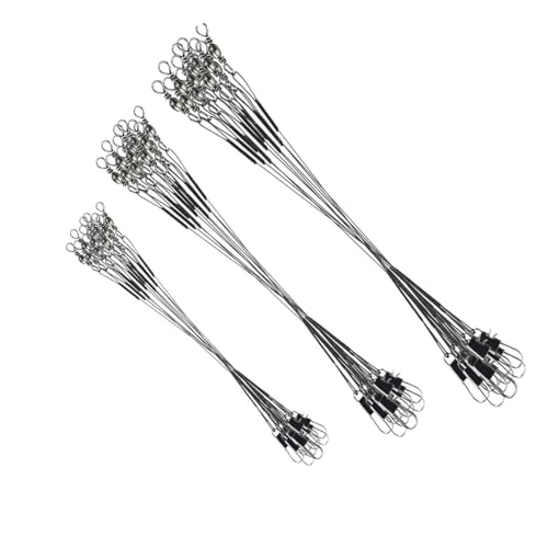 Cangfort - Cangfort 30pcs Fishing Leaders with Swivels, 3 Sizes Fishing Leader, Premium Stainless Steel Leader Fishing, Fishing Tackle Fishing Wire, Fishing Swivels with Swivel Snaps(7.8in 9.8in 11.8in)