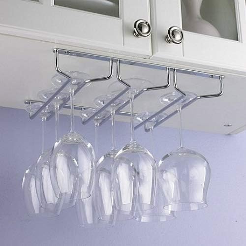 Useful Home | Under Cabinet Hanging Stemware Rack Hold Up To 9 Wine Glasses