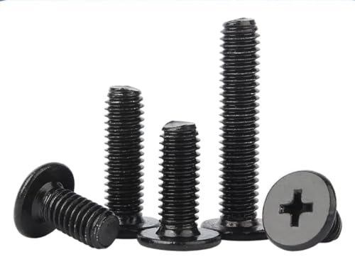 Lot de 50 Vis à Tête Plate Cruciforme H M3 x 3 mm en Acier Inoxydable Noir Galvanisé