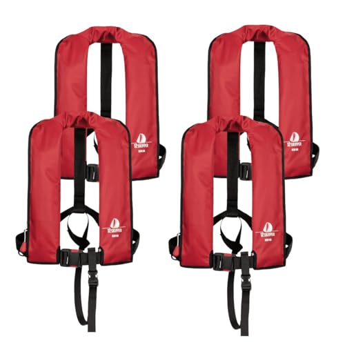 12skipper 4er-Set Automatik-Rettungswesten 165N ISO Waistbelt, rot