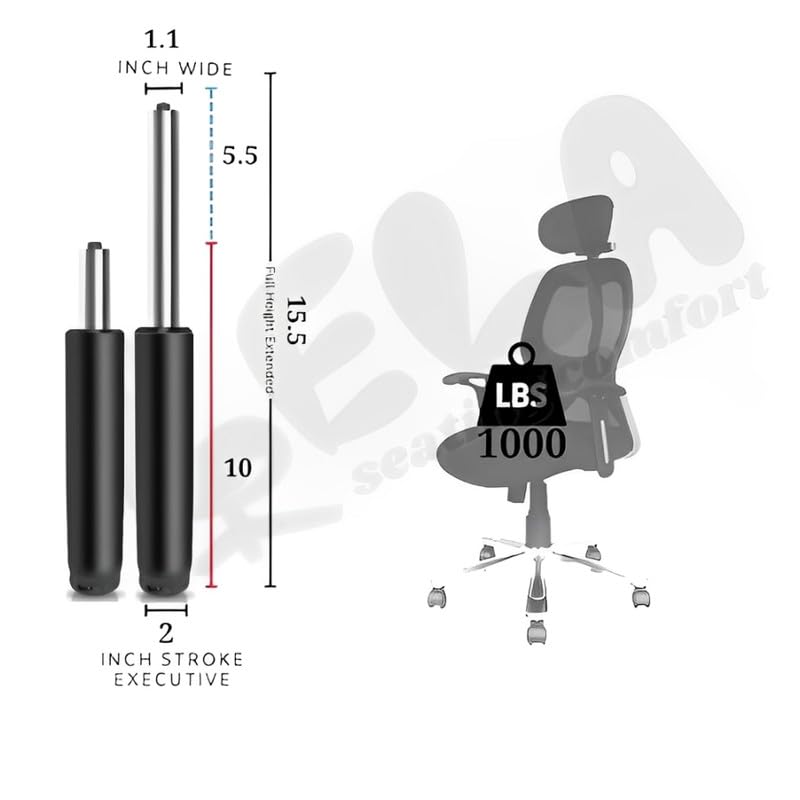 Image of Gas Lift Cylinder for Office Chair | Hydraulic Pneumatic Replacement Part | Universal Fit Heavy Duty Shock Piston for Task, Gaming, and Executive Office Chairs (Black-Red)