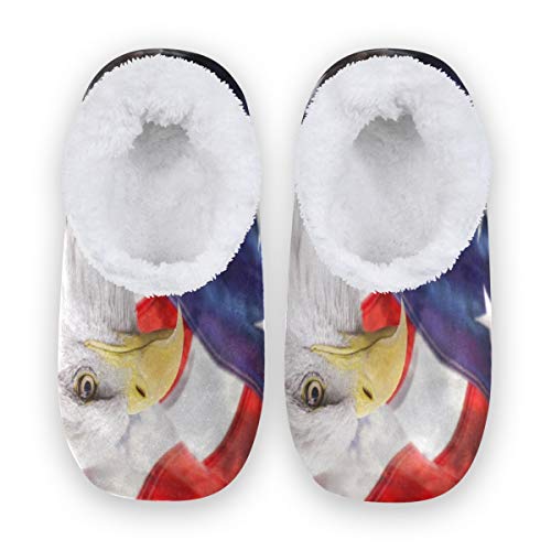 Rxyy Adler Amerikanisch USA Flaggege Hausschuhe für Frauen Männer Unisex, Damen Winter Wärme Hause Hausschuhe Pantoffeln Socken Fuzzy Füße Hausschuhe Schlafzimmer