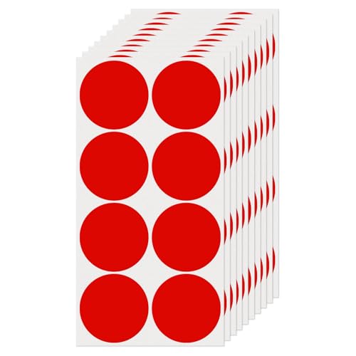FINDAT Red Round Stickers 2 Inch Removable Vinyl Dot Labels 10 Sheets