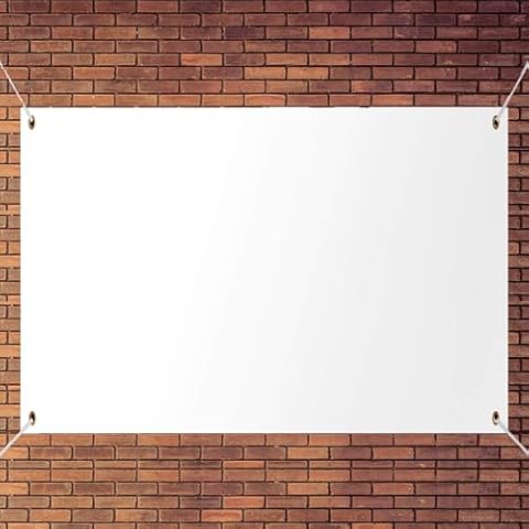 Large Blank Banner Sign, Oxford Cloth White Banner with Hanging Rope for Wall Sign, DIY Painting Writing Banner Flag Indoor Outdoor Display, Anniversary Birthday Party Decoration DIY Banner for Business Office Easy to Hang (180x110cm / 71x43in) Cover