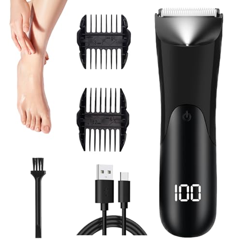 Hiemible Recortador Para Hombre | Afeitadora de Barba Portátil,Cortapelos Corporal Con Pantalla Digital Y Luz LED Para Cuerpo Y Cara
