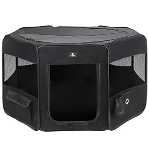X-ZONE-PET-Portable-Foldable-Pet-Dog-Cat-Playpen-Crates-KennelPremium-600D-Oxford-ClothRemovable-Zipper-Top-Indoor-and-Outdoor-Use-Small-Black