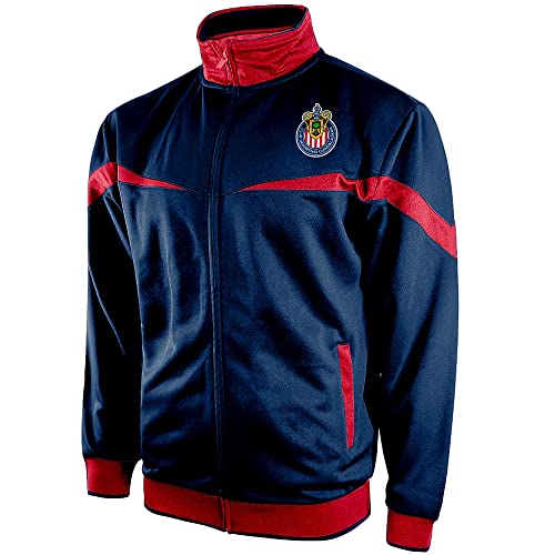 Icon Sports Soccer Track Jacket – Official Men’s World Football Club Team Casual Full Zip Up Active Adult Training Top (Chivas Striker/Navy, X-Large)
