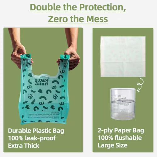 Image of 2-Ply Dog Poop Bags with Paper Towels-50 Pieces-Ultra Thick and Leakproof Pet Waste Pick-up Bags-no more warm & yuck feeling