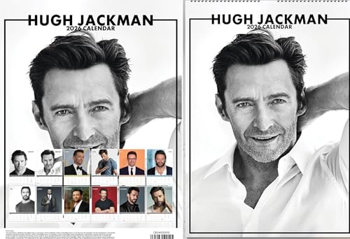 Calendrier 2026 Hugh Jackman - Format A3 - 30 x 42 cm - 12 mois de grande photographie