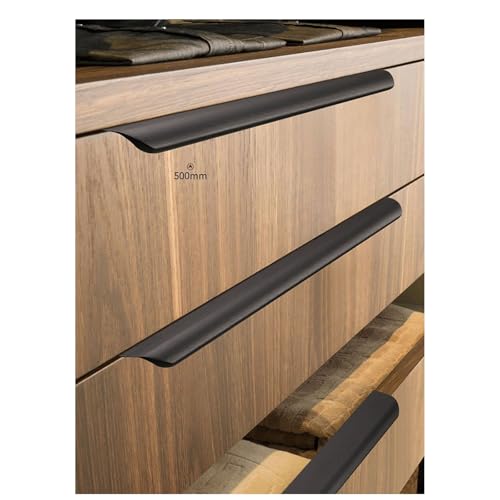 Confezione da 2 maniglie per bordi in alluminio nero, maniglie nascoste per mobili da cucina e cassetti, facili da installare, 300 mm, per decorazioni moderne della casa