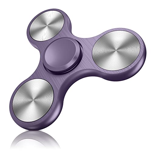 ATESSON Fidget Spinner Toy, 4 to 10 min Spins, Ultra Durable Stainless Steel, Bearing High Speed Precision Metal Material Hand Spinner Purple