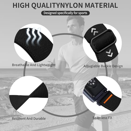 Image of 22mm Nylon Sport Ankle /Arm Band Compatible with Amazfit Helio Strap, Elastic Braided Bicep Band Replacement for Garmin Venu 3 /Venu 2 /Vivoactive 4 /Forerunner 255 265 /Galaxy Watch 3 45mm 46mm