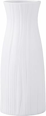 White Vases Boho Decor for Flower Plant, Simple Vase for Dried Lavender Dried Plants Pampas Grass Artificial Flowers, Ceramic Vase for Entry Way Table Shelf Home Decor Wedding (Matte White, Small)