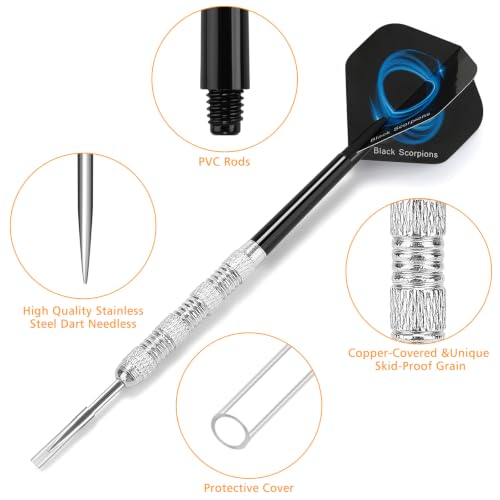 Image of Accmor Metal Tip Darts, Steel Tip Darts, 14 Grams Professional Metal Darts, Darts Metal Tip Set, Metal Darts for Dartboard