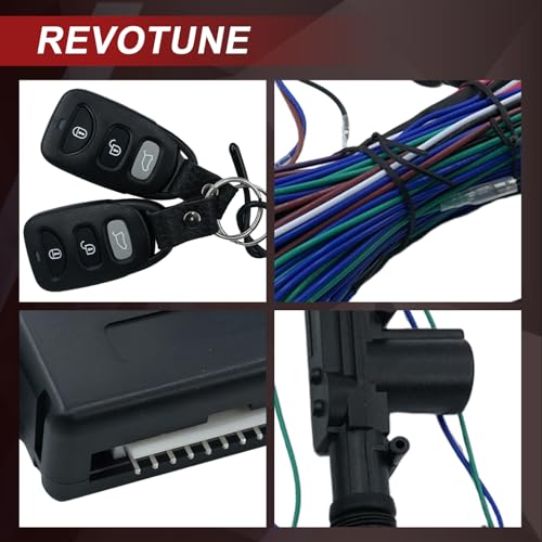 Image of Universal 4PCS Car Power Door Lock Actuator Kit with 2 Remote Controls 12V Keyless Entry System for Central Locking Conversion - Black