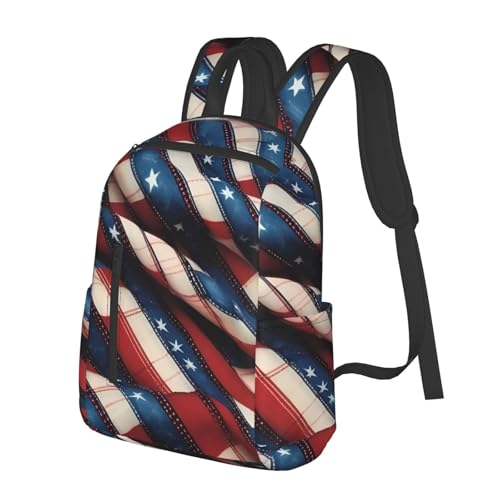 American Flag Patchwork Print Outdoor Backpack Simple Casual Travel Daypack Waterproof Packable Large Capacity2