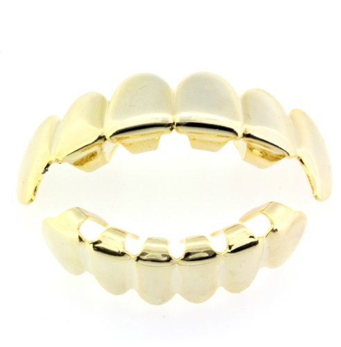 Solid Gold Tone Fangs Grillz SET Top/bottom!!!!