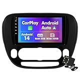 Android 14 Car Radio for 2+32G Kia Soul 2014-2019 9'' 1280 * 720 Touchscreen Car Stereo with Carplay Android Auto Backup Camera Mirror Link GPS Navigation WiFi 6 Bluetooth 5.4 FM SWC