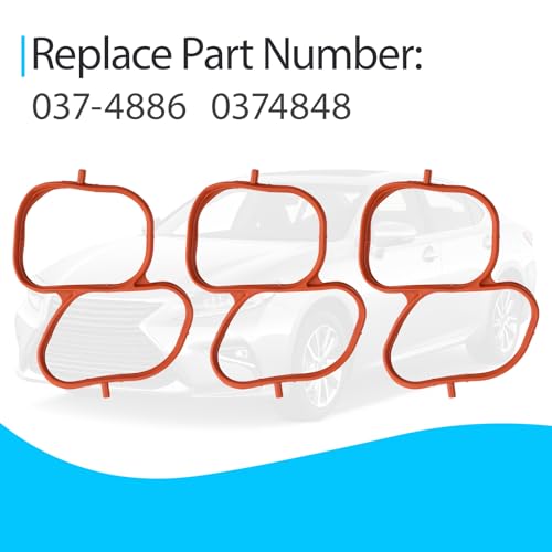 Image of Intake Plenum Gasket Kit Replace 037-4886 0374848 Compatible with Lexus ES350 RX350 RX450H Toyota Avalon Camry Highlander RAV4 Sienna Venza