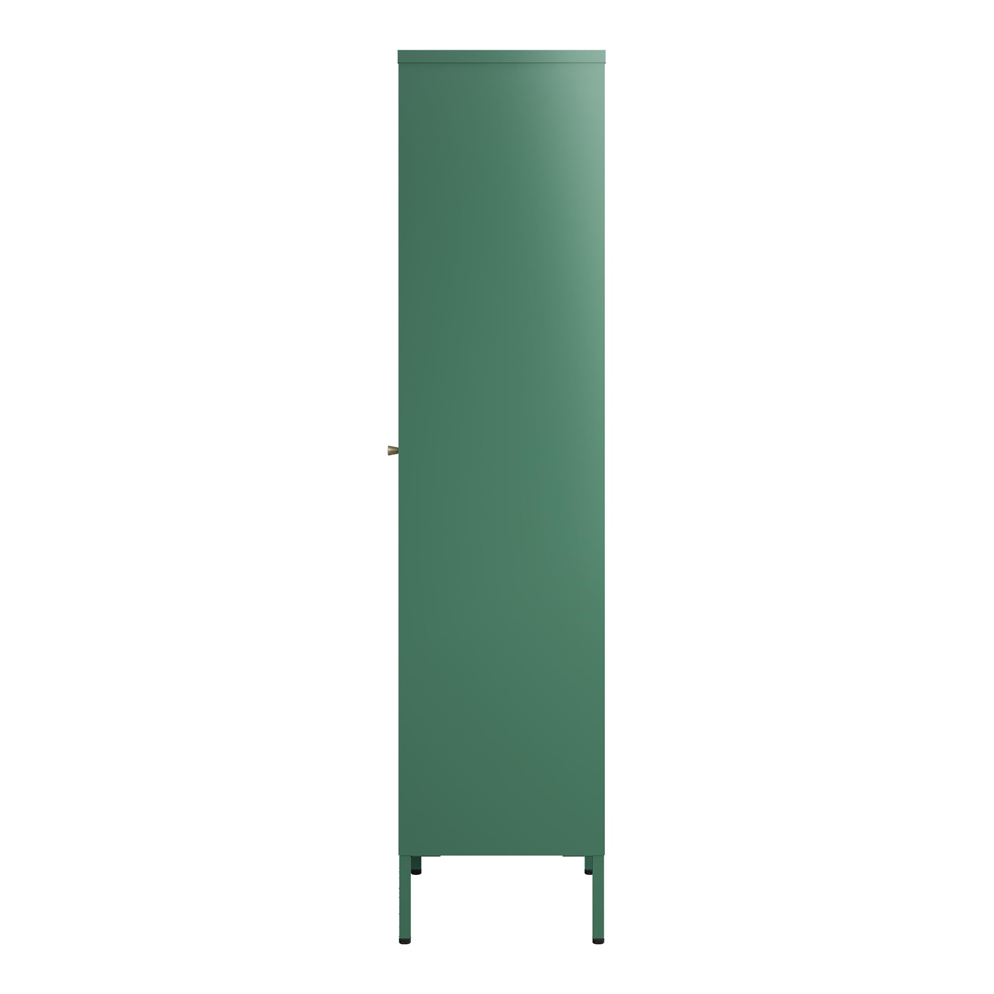 [en.casa] Vitrinenschrank Säkylä Bücherschrank mit 4 Ablagen 150 x 50 x 35 cm Küchenschrank mit 1 Tür Mehrzweckschrank Vitrine Metallschrank Tannengrün