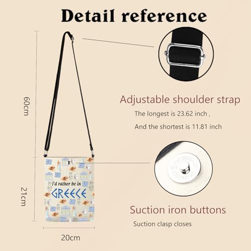 Greece Crossbody Bag Greece Trip Gift Greek Travel Vacation Gift I'd Rather Be in Greece Crossbody Bag Greek Lover Gift3