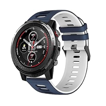 Pulseiras NSmart compatíveis com Amazfit GTR 47MM / GTR 2 / GTR 2e / GTR 3 / GTR 4 (Azul com branco)