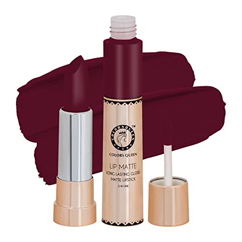 Image of Colors Queen 2 in 1 Matte Lipstick | Lip Matte | Long Lasting Gloss, Waterproof, Non Transferable | (08 - Bright Red, 8 Gram)