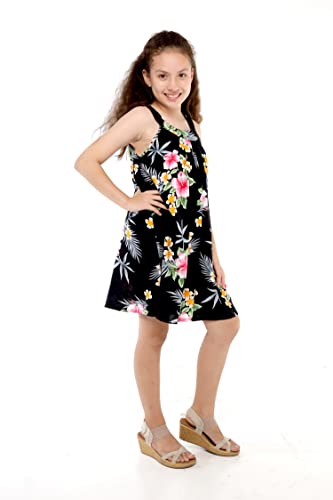 Image of Family Matching Hawaiian Clothes, Hibiscus Black | Black Hibiscus Print • Soft Rayon Fabric • Family Matching Outfits • Vacation Ready • Luau Party Wear