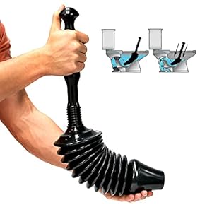 Toilet plunjer, krachtige WC plunjer Flexibele afvoer plunjer met sterke balg ontwerp, Toilet Unblocker Loodgieters Plunjer voor het deblokkeren van alle soorten Toiletten, Clear & Deblock Tough Drain Blockages