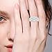 Total 4.3 Carats Moissanite Ring for Women Cluster Ring D Color Solitaire Lab Created Diamond Round Cut, 925 Sterling Silver with 18K White Gold Plated Promise Anniversary Statement Ring Size 8