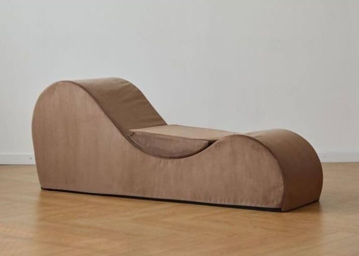 Vista 2 de Sofá de cuero sintético de lujo, sofá biplaza exótico, tumbona, silla de yoga (marrón chocolate)