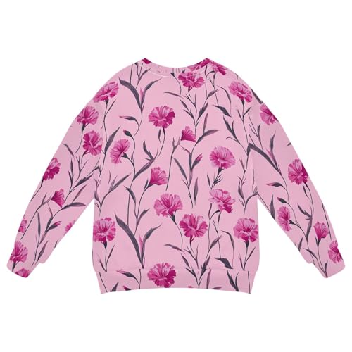 JUNZAN Rustic Dianthus Pink Kids Girls Sweatshirts Hoodies Crewneck Hoodies for Girls Party 4T2