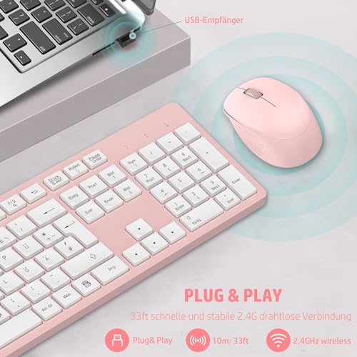 LeadsaiL K786 Tastatur Maus Set Kabellose, Tastatur und Maus, QWERTZ Deutsches Layout Funktastatur mit Maus, Flüsterleiser Tastenanschlag… – Ansicht 4