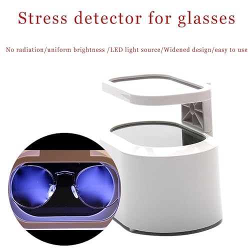 Medidor óptico de tensión de lente con luz LED y temporizador, evalúa la distribución de la fuerza y la iluminación para lentes ópticas, ideal para tiendas de gafas y fábricas