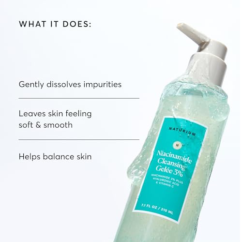 Image of Naturium Niacinamide Cleansing Gelee 3%, 7.1 fl oz | Gentle & Smoothing Face Wash, Unclogs Pores, Makeup Remover, with Hyaluronic Acid & Vitamin C, for Soft Skin & Even Texture