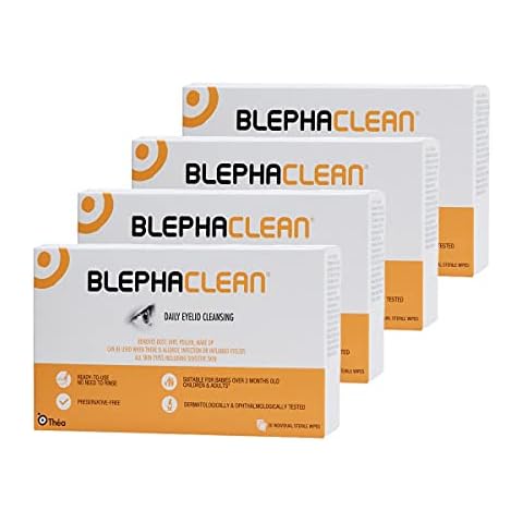 80 Blephaclean Sterile Daily Eyelid Wipes For Blepharitis | Cleaning Hygienic Moisturising Eyelid Wipes for Sensitive Skin, 20 wipes x 4 pack Cover