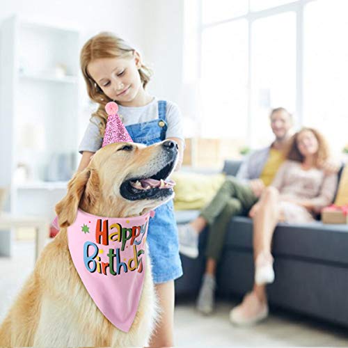 Blaoicni Dog Birthday Bandana Hat Scarf Party Supplies (Pink-Girl) - Image 3