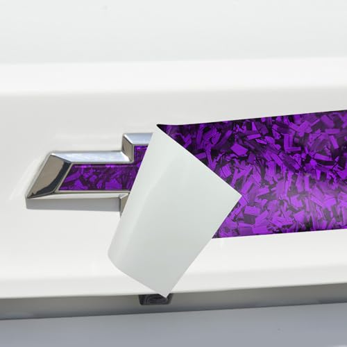 Image of Compatible with 11.8 inch x 4 inch Bowtie Emblem Wrap Kit for Chevy Logo Overlay Vinyl Wrap with Spatula and Cutter 3Pcs Purple Forged Carbon Fiber