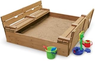 Covered Convertible Cedar Sandbox with Two Bench Seats, 09988