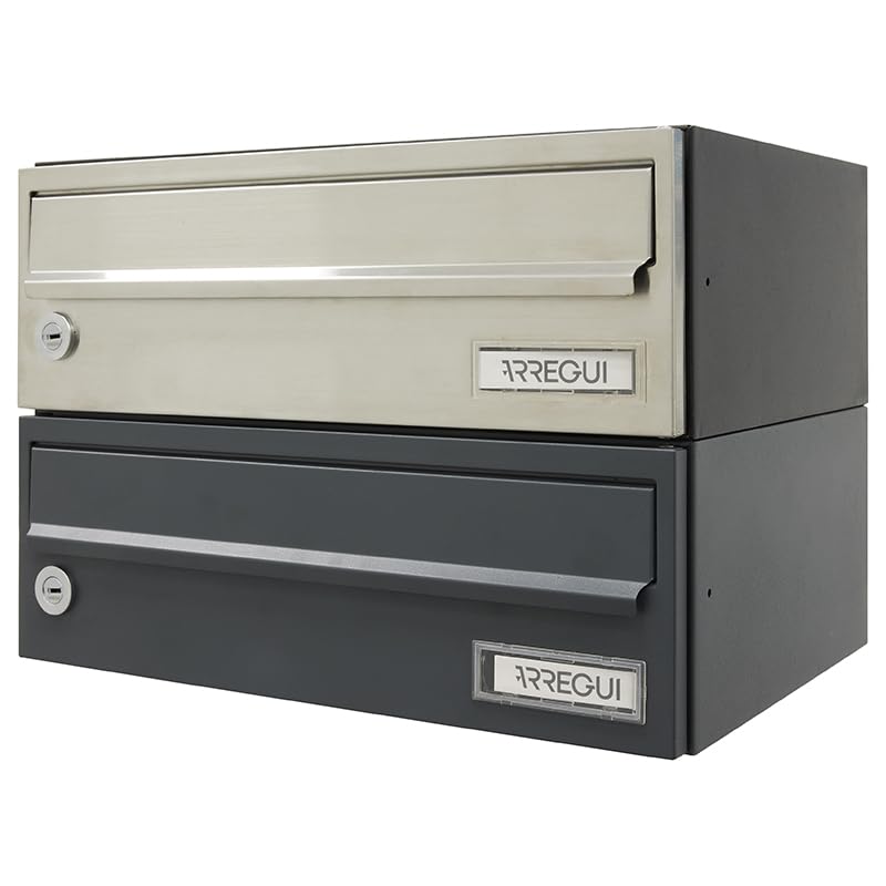 Arregui Slim H2506 Buzón de Pared para Edificios | Buzón de Comunidad Horizontal para Interior | Modulable y Agrupable | 12x34,5x25 cm | Antracita