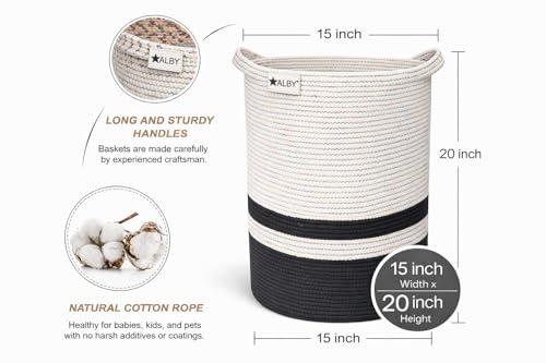 Image of ☆LBY ute Cotton Basket, Handcrafted Woven Storage Planter Basket for Home Decor, Multi-Purpose Bag with Handle for Living Room Bathroom Laundry & Toys cat shape (multi zigzag 15 x 20 inch)